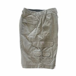 Men’s Y2K Utility Cargo Shorts Tan Sz 34 Outdoor Hiking Camping 100% Cotton